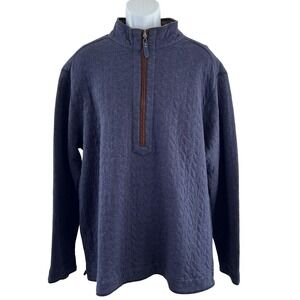 Tommy Bahama Pullover Mens XL‎ Brown Blue Reversible Half Zip Quilted Chevron
